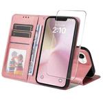 For iPhone 16e ENKAY Card Wallet Calf Texture Leather Phone Case with Thickened Glue No White Edge Film(Pink)