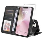 For iPhone 16e ENKAY Card Wallet Calf Texture Leather Phone Case with Thickened Glue No White Edge Film(Black)
