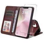 For iPhone 16e ENKAY Card Wallet Calf Texture Leather Phone Case with Thickened Glue No White Edge Film(Brown)