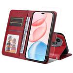 For Honor 400 Pro Global ENKAY Card Wallet Calf Texture Leather Phone Case with Full Glue Coverage Soft Hydrogel Film(Red)