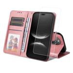 For Huawei nova 14 Ultra ENKAY Card Wallet Calf Texture Leather Phone Case with Full Glue Coverage Soft Hydrogel Film(Pink)