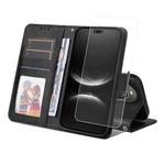 For Huawei nova 14 Ultra ENKAY Card Wallet Calf Texture Leather Phone Case with Full Glue Coverage Soft Hydrogel Film(Black)