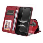 For Huawei nova 14 Ultra ENKAY Card Wallet Calf Texture Leather Phone Case with Full Glue Coverage Soft Hydrogel Film(Red)