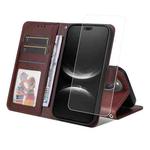 For Huawei nova 14 Ultra ENKAY Card Wallet Calf Texture Leather Phone Case with Full Glue Coverage Soft Hydrogel Film(Brown)