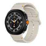 For Samsung Galaxy Watch 8 40mm / 44mm Wavy Grain Stitched Color Buckle Silicone Watch Band(Beige)
