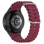 For Samsung Galaxy Watch 7 40 / 44mm Marine Silver Buckle Silicone Watch Band(Wine Red)