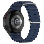 For Samsung Galaxy Watch 7 40 / 44mm Marine Silver Buckle Silicone Watch Band(Dark Blue)