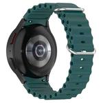 For Samsung Galaxy Watch 7 40 / 44mm Marine Silver Buckle Silicone Watch Band(Dark Green)