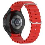 For Samsung Galaxy Watch 7 40 / 44mm Marine Silver Buckle Silicone Watch Band(Red)