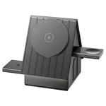 G68 15W Desktop Magnetic Charging Dock 3 in 1 Wireless Charger for Watch / Phone / Earbuds(Dark Grey)