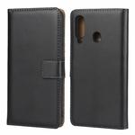 Leather Horizontal Flip Holster for Galaxy A60 with Magnetic Clasp and Bracket and Card Slot and Wallet(Black)