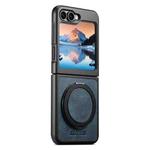 For Samsung Galaxy Z Flip6 Suteni G3 Oil Wax 360 Rotation Holder MagSafe Back Phone Case(Blue)