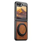 For Samsung Galaxy Z Flip5 Suteni G3 Oil Wax 360 Rotation Holder MagSafe Back Phone Case(Brown)
