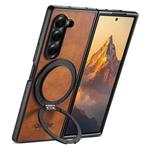 For Samsung Galaxy Z Fold7 5G Suteni G3 Oil Wax 360 Rotation Holder MagSafe Back Phone Case(Brown)
