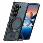 For Samsung Galaxy Z Fold7 5G Suteni G3 Oil Wax 360 Rotation Holder MagSafe Back Phone Case(Blue)