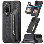 For Huawei nova 14 Carbon Fiber Horizontal Flip Zipper Wallet Phone Case(Black)