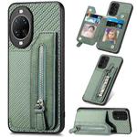 For Huawei nova 14 Carbon Fiber Horizontal Flip Zipper Wallet Phone Case(Green)