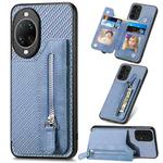 For Huawei nova 14 Pro Carbon Fiber Horizontal Flip Zipper Wallet Phone Case(Blue)