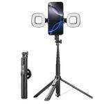 P160 Portable MagSafe Phone Selfie Stick Tripod With Dual Fill Light and Phone Clip(Black)