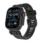 For Apple Watch 46mm / 49mm / 45mm / 44mm H016 Functional Series Twill Texture TPU Watch Band(Black Black)