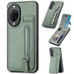 For Huawei nova 14 Carbon Fiber Vertical Flip Zipper Phone Case(Green)