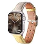 For Apple Watch 46mm / 49mm / 45mm / 44mm Square Buckle Litchi Texture Genuine Leather Watch Band(Trench Gray Yellow)