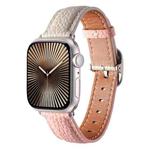 For Apple Watch 42mm / 41mm / 40mm / 38mm Square Buckle Litchi Texture Genuine Leather Watch Band(Trench Gray Pink)