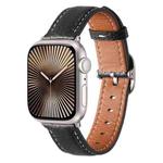 For Apple Watch 42mm / 41mm / 40mm / 38mm Square Buckle Litchi Texture Genuine Leather Watch Band(Black)