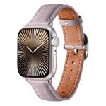 For Apple Watch 42mm / 41mm / 40mm / 38mm Square Buckle Litchi Texture Genuine Leather Watch Band(Misty Purple)