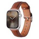 For Apple Watch 42mm / 41mm / 40mm / 38mm Square Buckle Litchi Texture Genuine Leather Watch Band(Brown)