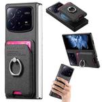 For Xiaomi Mix Fold 4 Twill Fabric Card Bag Ring Magnetic Back Phone Case(Black)