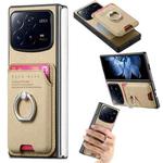 For Xiaomi Mix Fold 4 Twill Fabric Card Bag Ring Magnetic Back Phone Case(Khaki)