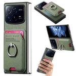 For Xiaomi Mix Fold 4 Twill Fabric Card Bag Ring Magnetic Back Phone Case(Green)