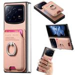 For Xiaomi Mix Fold 4 Twill Fabric Card Bag Ring Magnetic Back Phone Case(Pink)