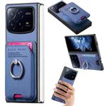 For Xiaomi Mix Fold 4 Twill Fabric Card Bag Ring Magnetic Back Phone Case(Blue)
