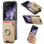 For Xiaomi Mix Flip Twill Fabric Card Bag Ring Magnetic Back Phone Case(Khaki)