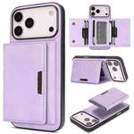 For iPhone 17 Pro Max Kalebol Strong Magnetic MagSafe Tri-Fold Wallet Leather Phone Case(Purple)