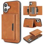 For iPhone 17 Kalebol Strong Magnetic MagSafe Tri-Fold Wallet Leather Phone Case(Brown)