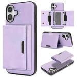 For iPhone 17 Kalebol Strong Magnetic MagSafe Tri-Fold Wallet Leather Phone Case(Purple)