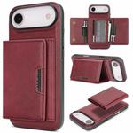 For iPhone 17 Air Kalebol Strong Magnetic MagSafe Tri-Fold Wallet Leather Phone Case(Red)