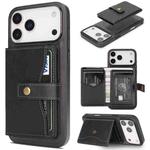 For iPhone 17 Pro Max Kalebol Magnetic Button Card Bag MagSafe Ring Leather Phone Case(Black)