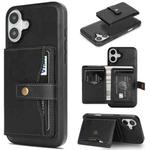 For iPhone 17 Kalebol Magnetic Button Card Bag MagSafe Ring Leather Phone Case(Black)