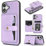 For iPhone 17 Kalebol Magnetic Button Card Bag MagSafe Ring Leather Phone Case(Purple)