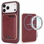 For iPhone 17 Pro Max Kalebol Slim MagSafe Ring Magnetic Card Bag Leather Phone Case(Red)