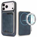 For iPhone 17 Pro Max Kalebol Slim MagSafe Ring Magnetic Card Bag Leather Phone Case(Blue)