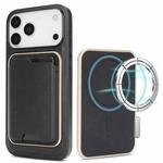 For iPhone 17 Pro Kalebol Slim MagSafe Ring Magnetic Card Bag Leather Phone Case(Black)