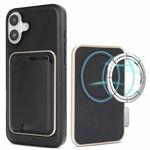 For iPhone 17 Kalebol Slim MagSafe Ring Magnetic Card Bag Leather Phone Case(Black)