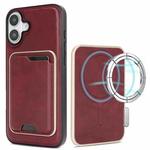 For iPhone 17 Kalebol Slim MagSafe Ring Magnetic Card Bag Leather Phone Case(Red)