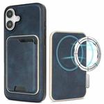 For iPhone 17 Kalebol Slim MagSafe Ring Magnetic Card Bag Leather Phone Case(Blue)