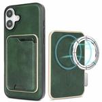 For iPhone 17 Kalebol Slim MagSafe Ring Magnetic Card Bag Leather Phone Case(Green)